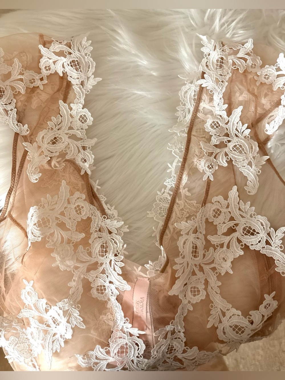 Victoria's Secret Nude and White Lace Bodysuit - Picture 6 of 7